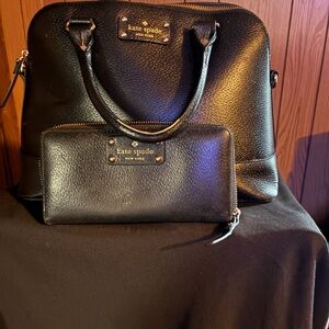Kate Spade Black Pebbled Leather Bag and Wallet